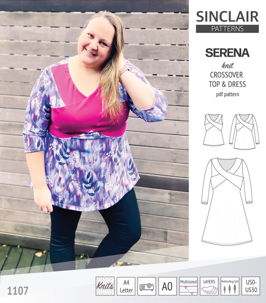 Serena crossover knit top and dress (PDF) - Sinclair Patterns