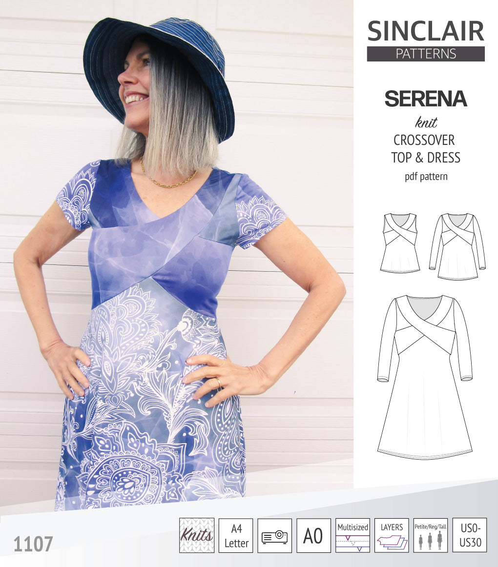 Serena crossover knit top and dress (PDF) Sinclair Patterns Serena crossover knit top and dress (PDF) Sinclair Patterns