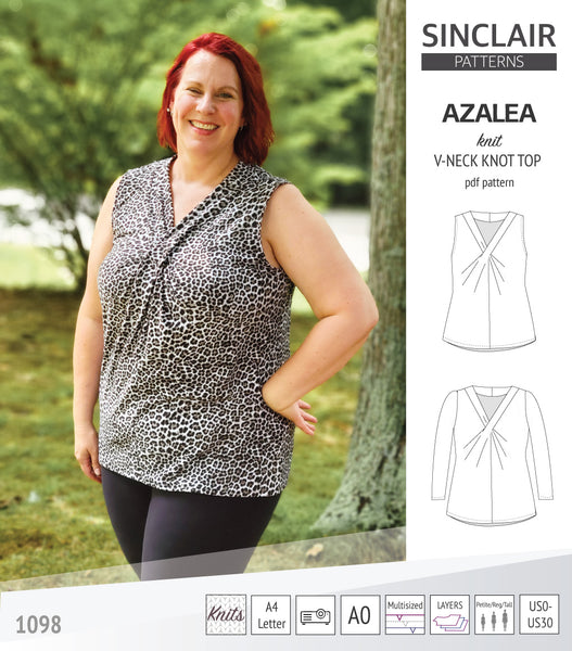 Azalea v-neck knot top for knit fabrics pdf sewing pattern - Sinclair ...