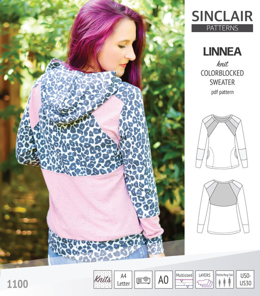 Linnea colorblocked sweater with pockets pdf sewing pattern