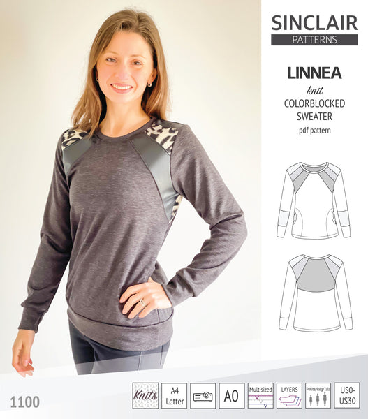Linnea colorblocked sweater with pockets pdf sewing pattern - Sinclair  Patterns