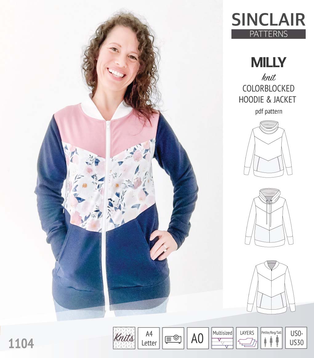 Milly colorblocked hoodie and zip up jacket (PDF) – Sinclair Patterns