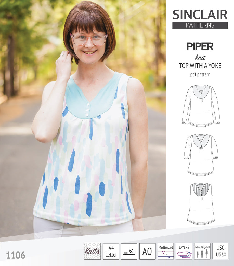 Piper knit top with a woven yoke (pdf) – Sinclair Patterns
