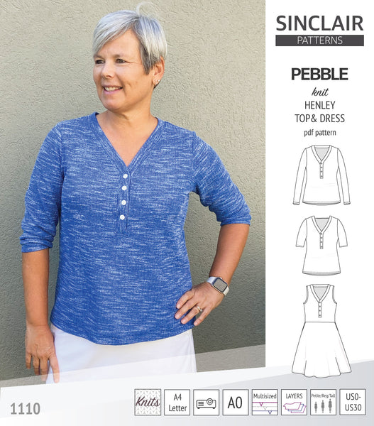 Pebble henley style top and dress (PDF) - Sinclair Patterns
