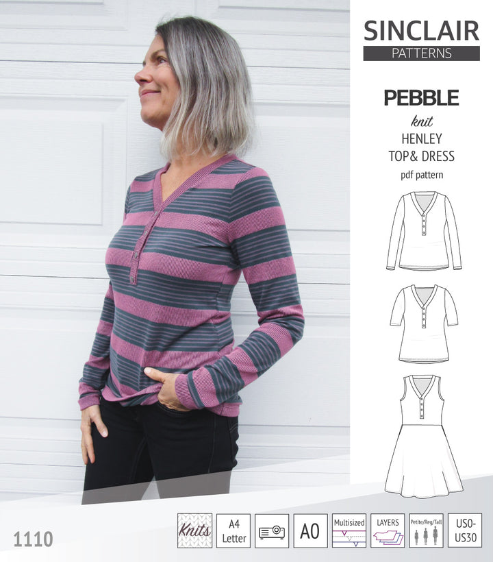 Pebble henley style top and dress (PDF) – Sinclair Patterns