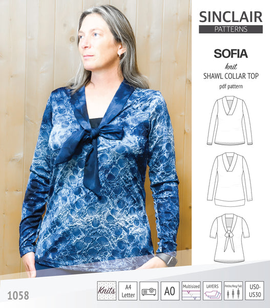 twinkle Spytte jeans Sofia shawl collar classic sweater (PDF) - Sinclair Patterns