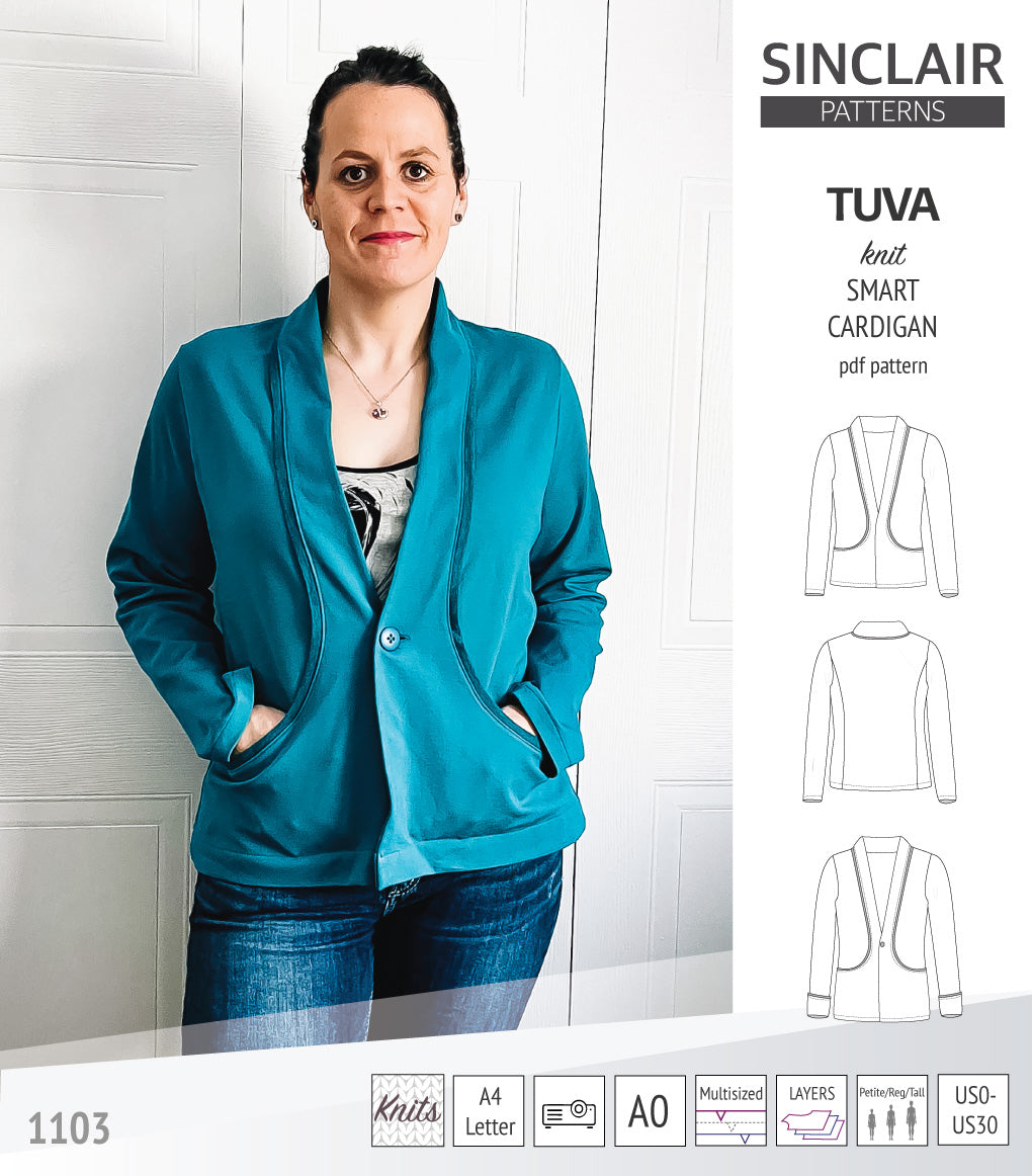 Sinclair Tuva Pattern Tuva knit smart cardigan and blazer pdf sewing pattern – Sinclair Patterns