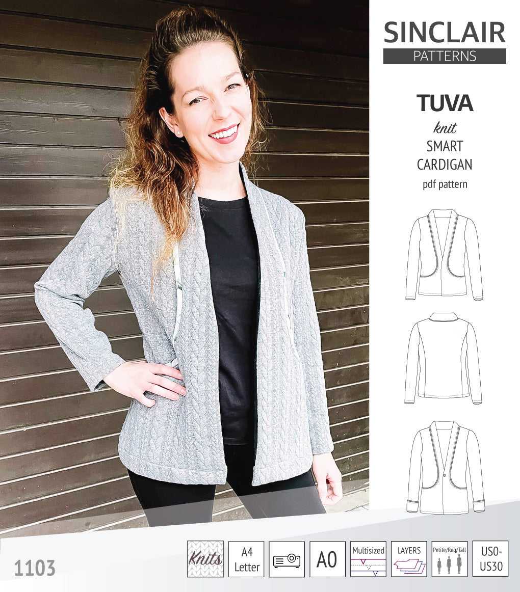 Sinclair Tuva Pattern Tuva knit smart cardigan and blazer pdf sewing pattern – Sinclair Patterns