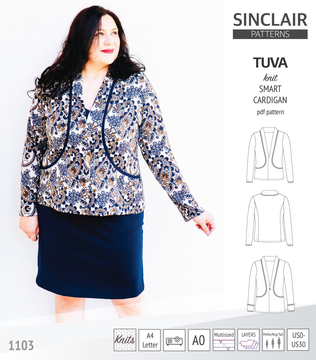 Sinclair Tuva Pattern Tuva knit smart cardigan and blazer pdf sewing pattern – Sinclair Patterns
