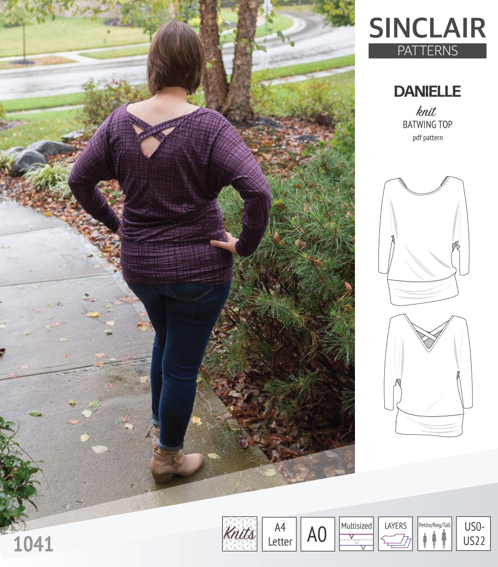 Sinclair Patterns S1041 Danielle batwing top, dolman top for women pdf sewing pattern