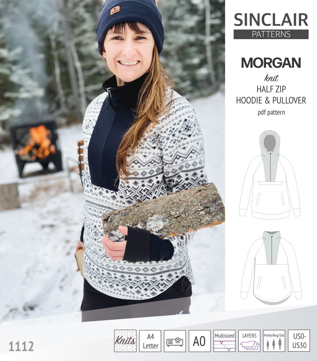 Morgan half zip pullover and hoodie (PDF) – Sinclair Patterns