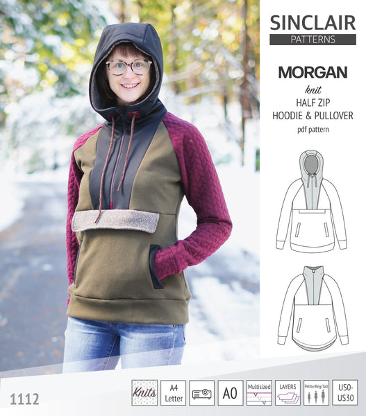 Half Pattern Jacket Morgan half zip pullover and hoodie (PDF) - Sinclair Patterns