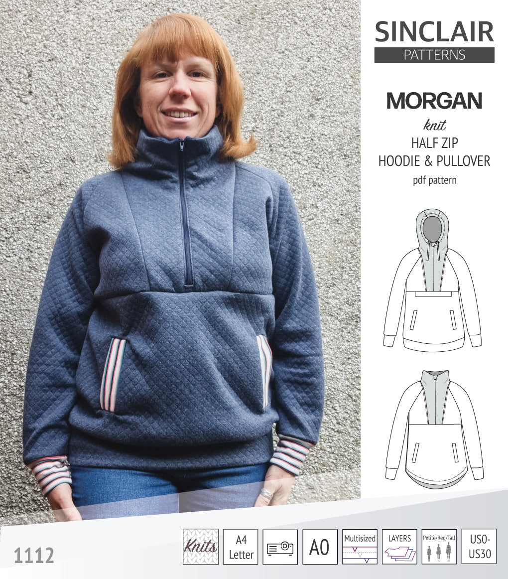 Morgan half zip pullover and hoodie (PDF) – Sinclair Patterns