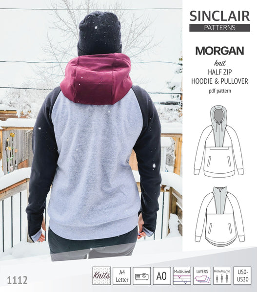 Half Pattern Jacket Morgan half zip pullover and hoodie (PDF) - Sinclair Patterns