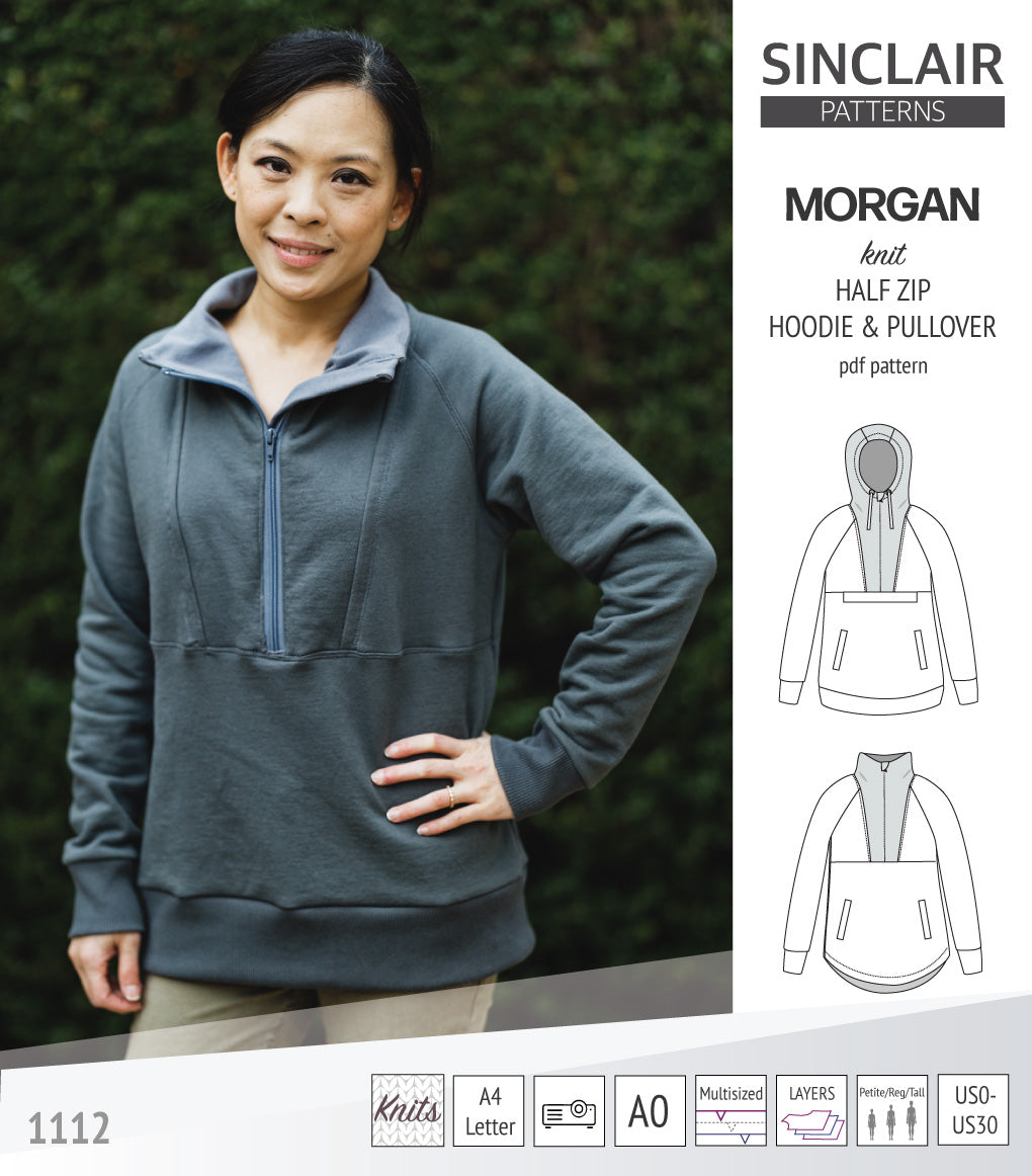 Morgan half zip pullover and hoodie (PDF) – Sinclair Patterns