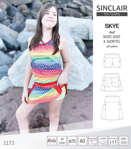 Skye skort, skirt and shorties with pockets and yoga waistband pdf