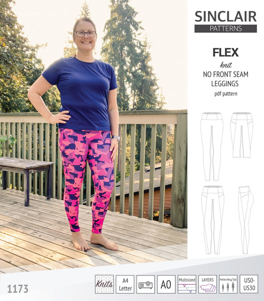 Flex no front seam leggings with colorblocking and pockets pdf sewing ...