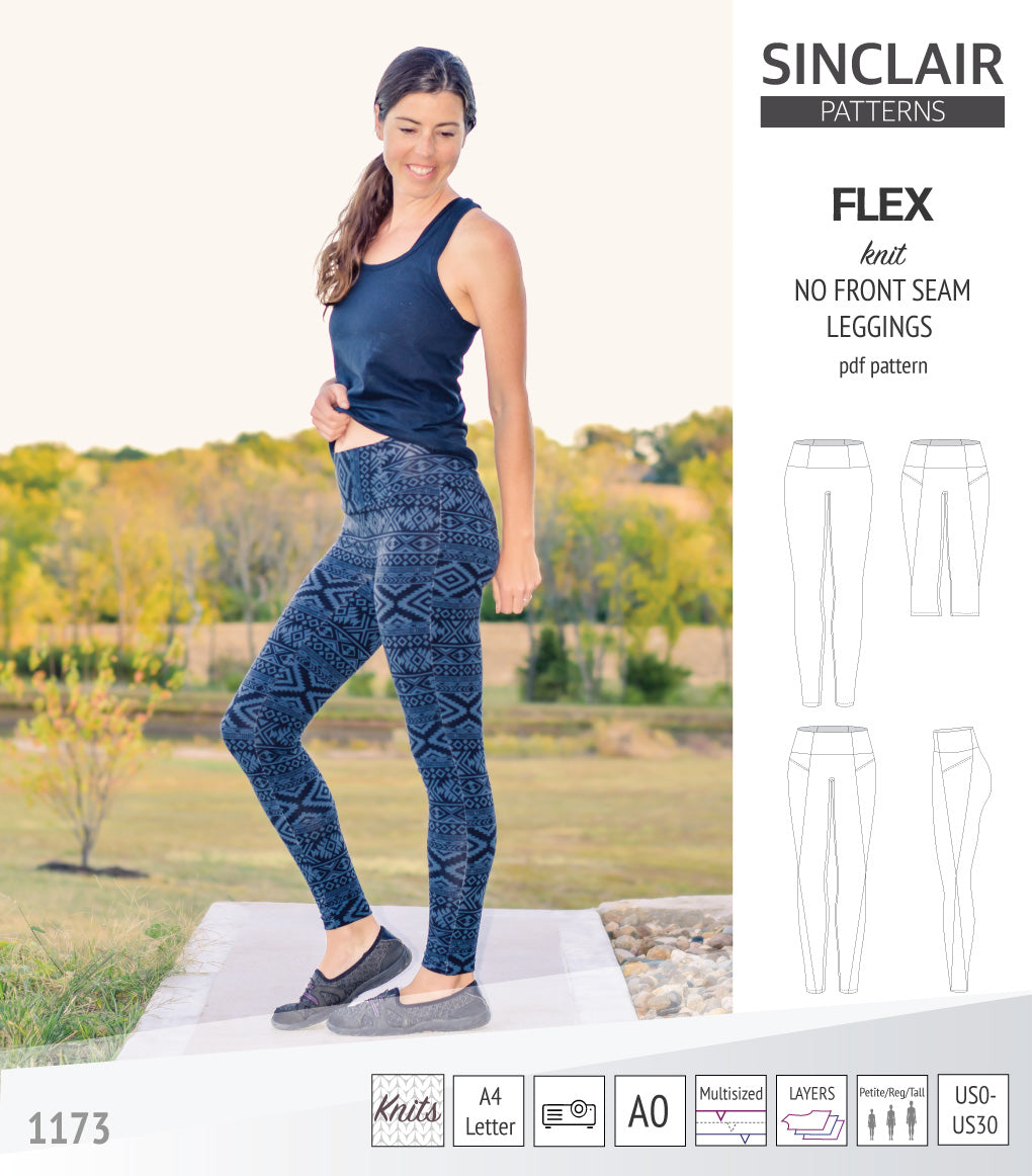 Flex no front seam leggings with colorblocking and pockets pdf sewing ...