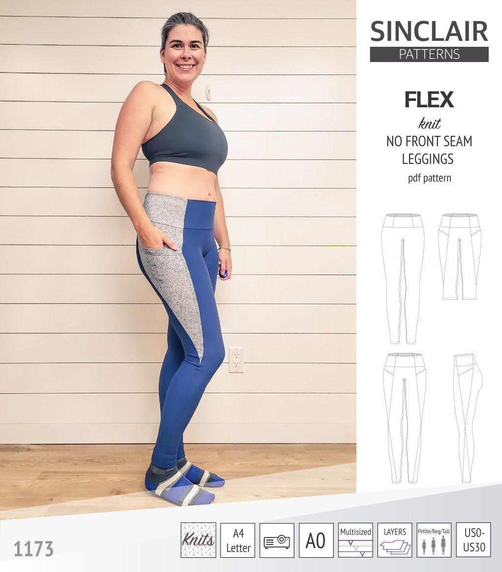 Flex no front seam leggings with colorblocking and pockets pdf sewing ...