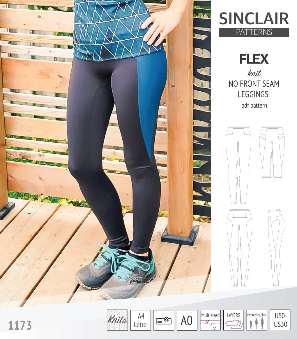 Flex no front seam leggings with colorblocking and pockets pdf sewing ...