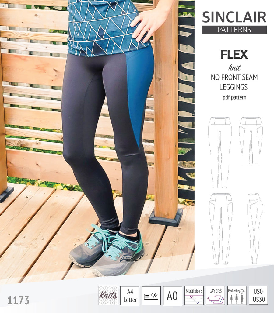 Flex no front seam leggings with colorblocking and pockets pdf sewing ...