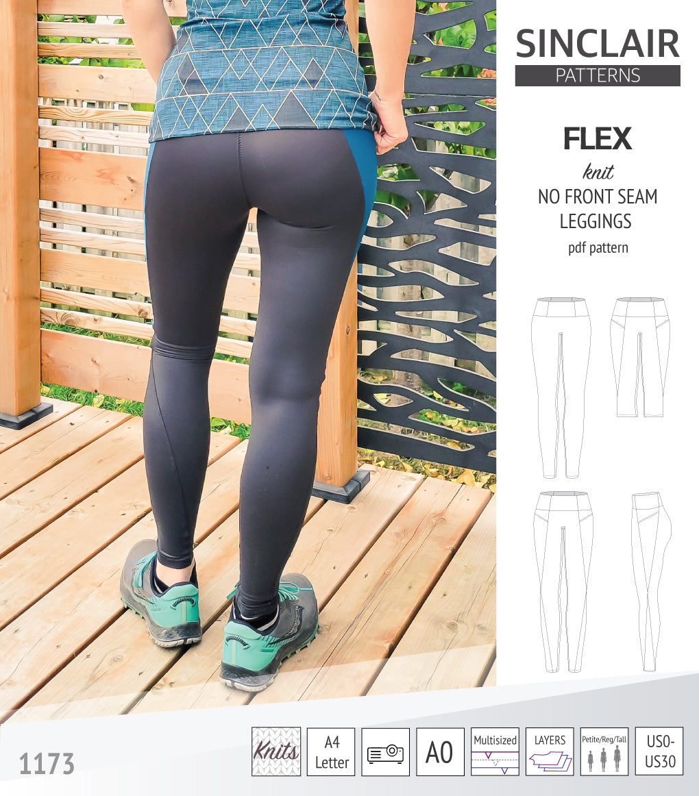 Flex no front seam leggings with colorblocking and pockets pdf sewing ...