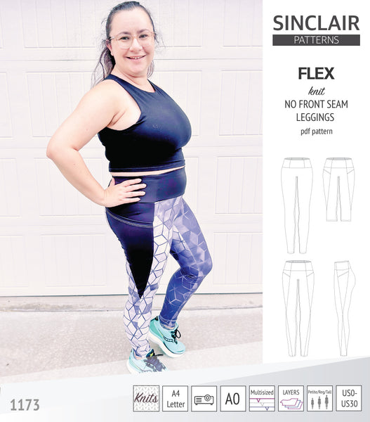 Flex no front seam leggings with colorblocking and pockets pdf sewing ...