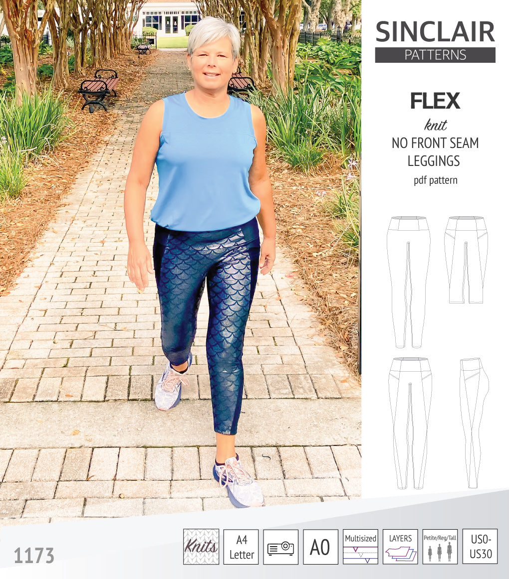 Flex no front seam leggings with colorblocking and pockets pdf sewing ...