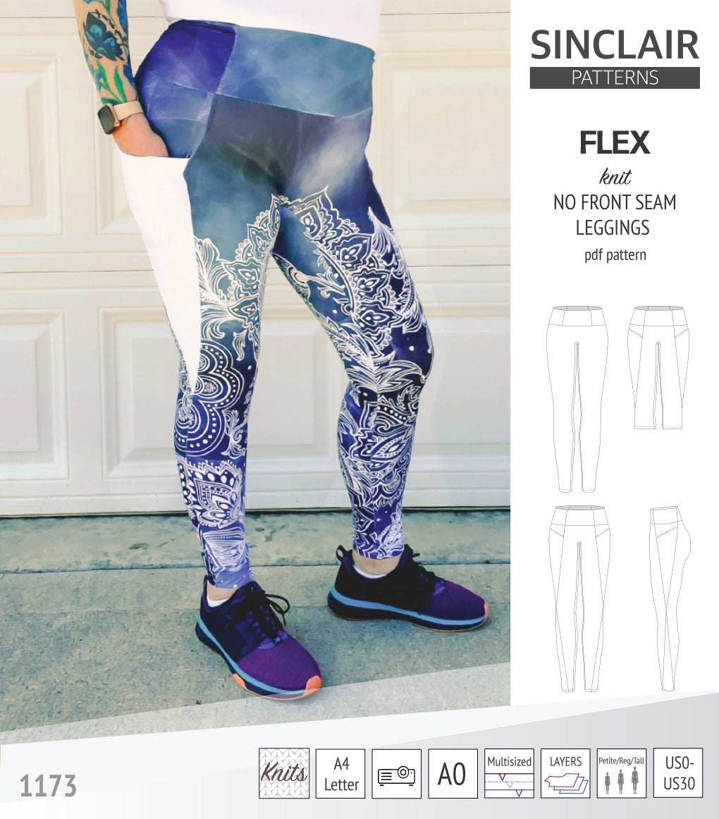 Flex no front seam leggings with colorblocking and pockets pdf sewing ...