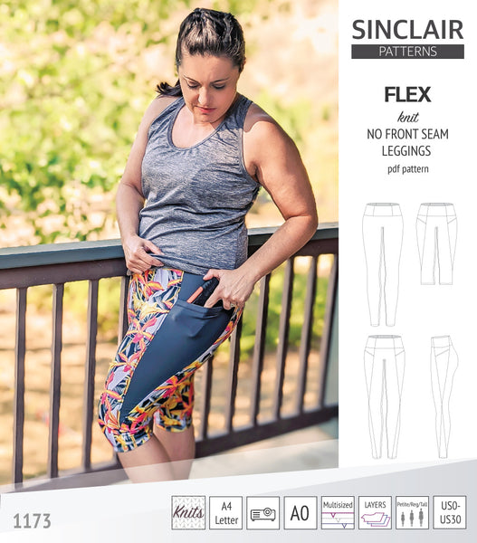 Flex no front seam leggings with colorblocking and pockets pdf sewing ...