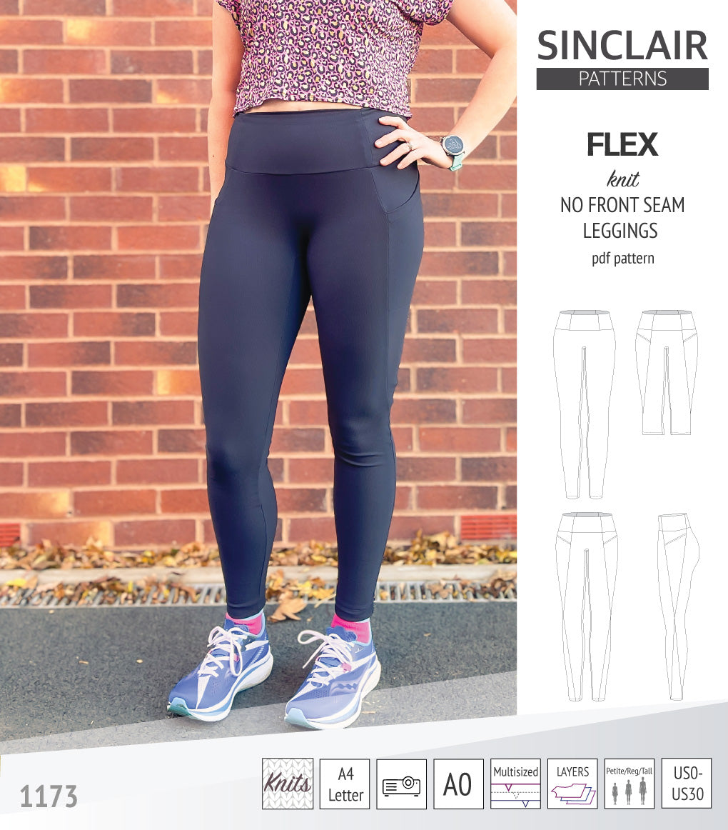 Flex no front seam leggings with colorblocking and pockets pdf sewing ...