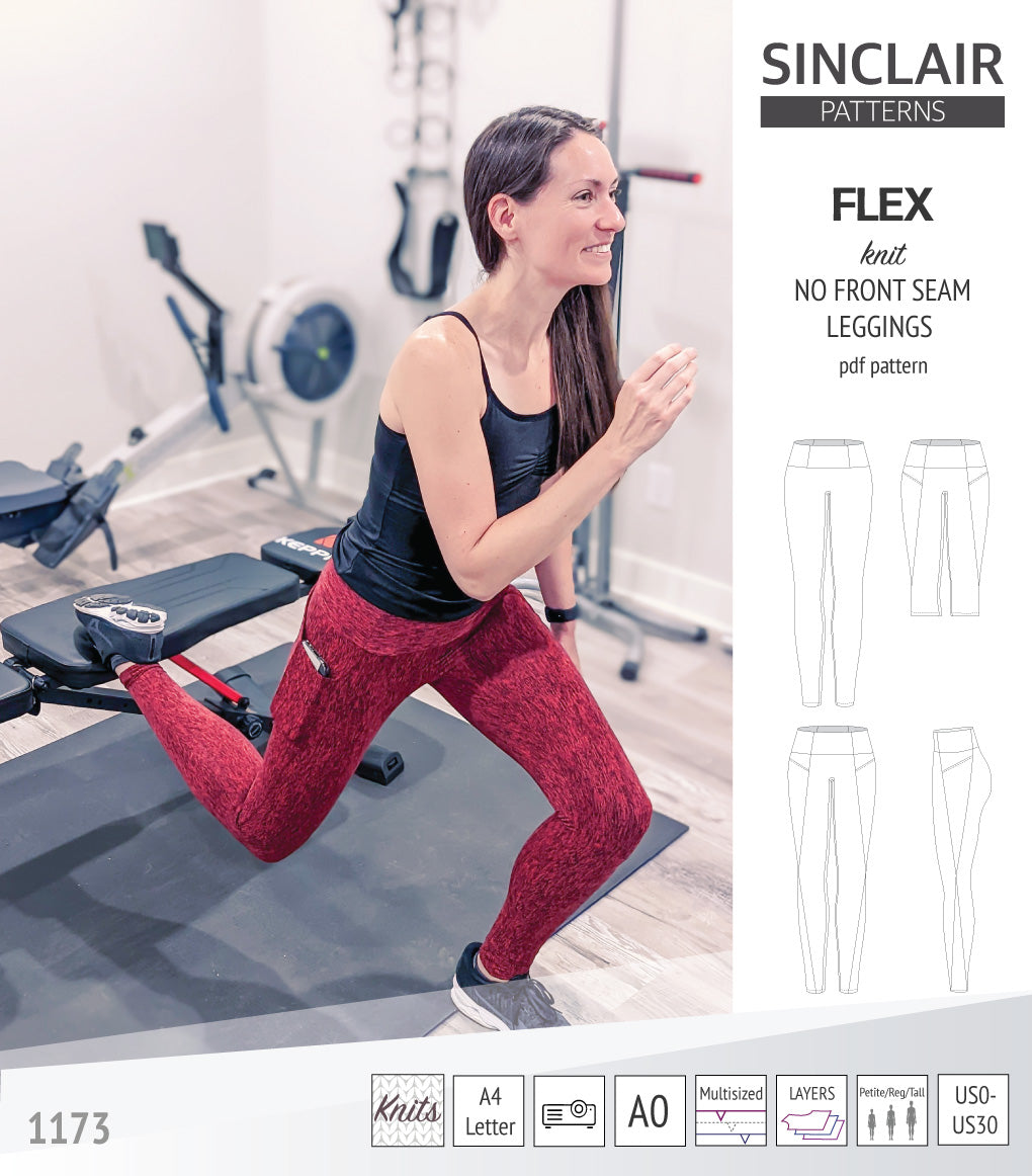 Flex no front seam leggings with colorblocking and pockets pdf sewing ...