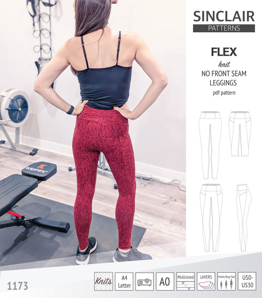 Flex no front seam leggings with colorblocking and pockets pdf sewing ...