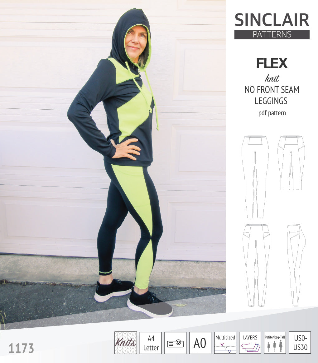 Flex no front seam leggings with colorblocking and pockets pdf sewing ...