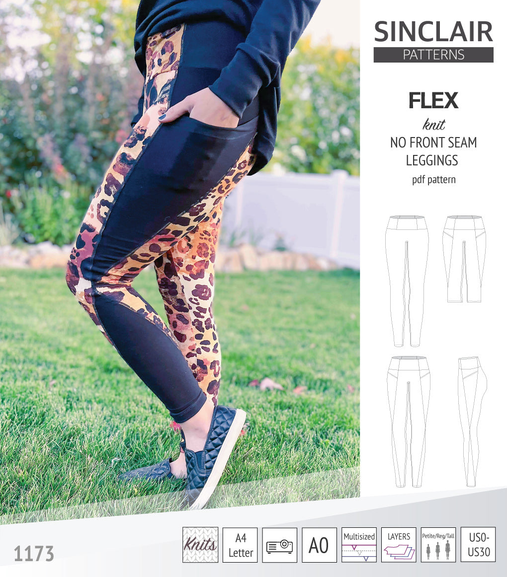 Flex no front seam leggings with colorblocking and pockets pdf sewing ...