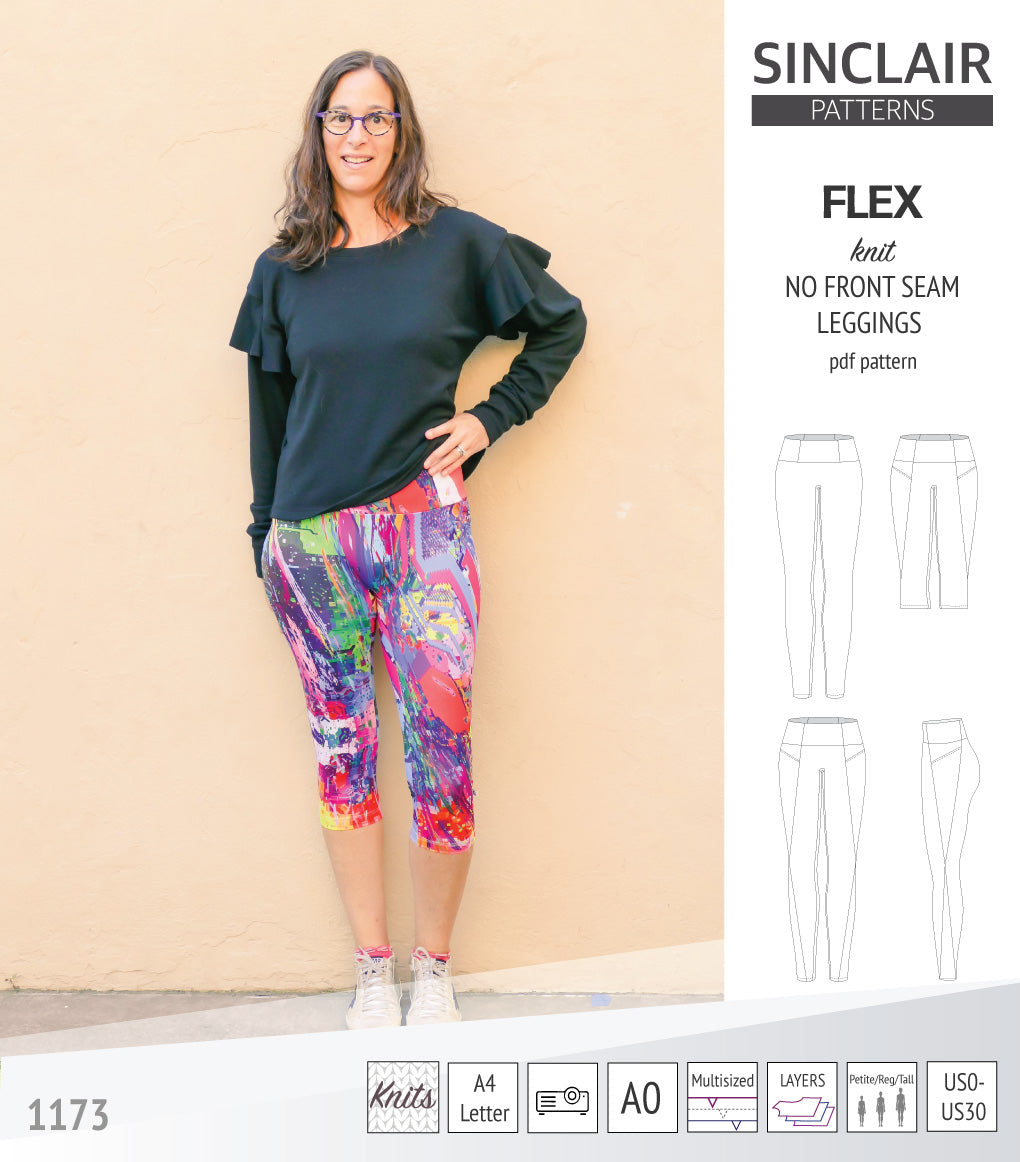 Flex no front seam leggings with colorblocking and pockets pdf sewing ...