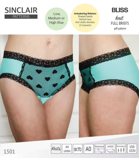 High Waist Knickers Sewing Pattern Download 2 Full Brief Panties Pattern  PDF Two Lingerie Sewing Pattern UK 6-18 -  Canada